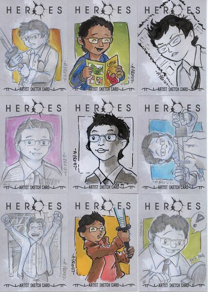 File:Amy Pronovost's Hiro trading cards.jpg