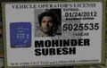 Mohinder's taxi license lists the expiration date as 01/24/2012 for taxicab 5025535. (In Genesis, the expiration was 02/30/2007 for taxicab 0258743.)
