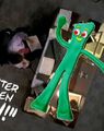 Gumby appears in the items on Nathan's desk. (Run!)