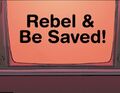 Rebel sends a message to the TV screen...